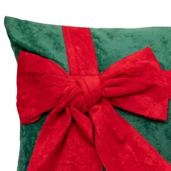 Atmosphera Velvet Bow Green Gift Decor Cushion (1 Pc, 30 x 50 cm)