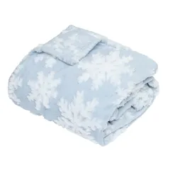 Atmosphera Snowflake Decor Throw (Blue, 130 x 180 cm)
