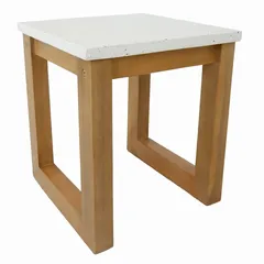Dolce Acacia Wood Side Table W/Terrazzo Top (40 x 40 x 46 cm)