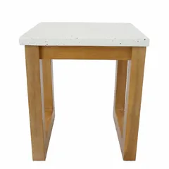 Dolce Acacia Wood Side Table W/Terrazzo Top (40 x 40 x 46 cm)