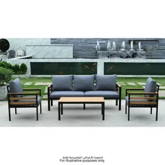Adora 5-Seater Steel Outdoor Sofa Set W/Wood Top (65 x 55 x 81 cm, 4 Pc.)