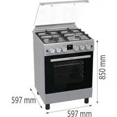 Gorenje Freestanding 4-Burner Gas Cooker W/Electric Oven, GK6C40S (60 x 60 cm)