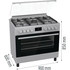 Gorenje Freestanding 5-Burner Gas Cooker W/Electric Oven, GK9C40X (90 x 60 cm)