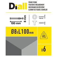 Diall TX Countersunk Frame Fixing (Dia.8 x L.100 mm, 6 Pc)