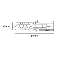 Diall Gray Nylon 2-Way Wall Plug (Dia.10 x L.50 mm, 10 Pc)