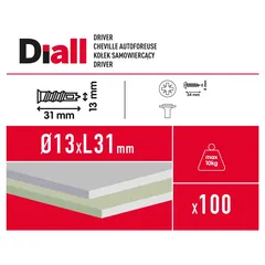 Diall Plasterboard Fixing (Dia.13 x L.32 mm, 100 Pc)