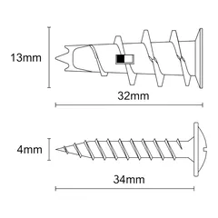 Diall Plasterboard Fixing (Dia.13 x L.32 mm, 100 Pc)