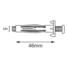 Diall Steel Hollow Wall Anchor Pack (Dia. 0.8 x L. 4.6 cm, 50 Pc.)