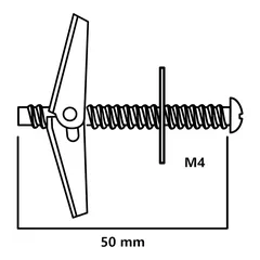 Diall Carbon Steel Spring Toggle Pack (Dia. 1.2 x L. 5 cm, 4 Pc.)