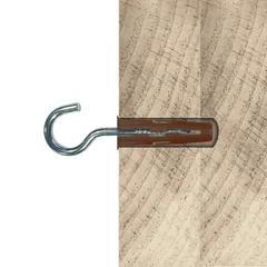 Diall Uno Polypropylene & Steel C Hook W/Wall Plug Pack (Brown, Dia. 0.7 x L. 3 cm, 2 Pc.)