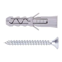 Diall Nylon & Steel Multi-Purpose Screw & Wall Plug Pack (Dia. 0.6 x L. 3 cm, 50 Pc.)