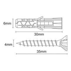 Diall Nylon & Steel Multi-Purpose Screw & Wall Plug Pack (Dia. 0.6 x L. 3 cm, 50 Pc.)