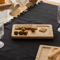 طبق تقديم مستطيل خيزران إس جي ريو (بيج، 14 × 22 سم)