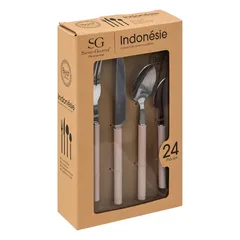 SG Indonesia Stainless Steel Cutlery Set (Beige, 24 Pc.)