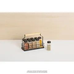 5Five Metal Spice Rack With Jars (10 Pc, Black)