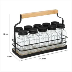 5Five Metal Spice Rack With Jars (10 Pc, Black)