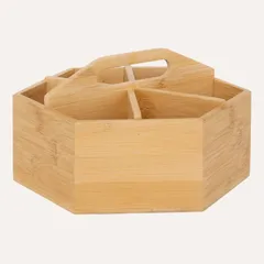 5Five Rotating Tea Box with 6 Compartments (22 x 19.3 x 12.5 cm, Beige)