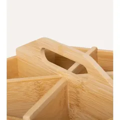 5Five Rotating Tea Box with 6 Compartments (22 x 19.3 x 12.5 cm, Beige)