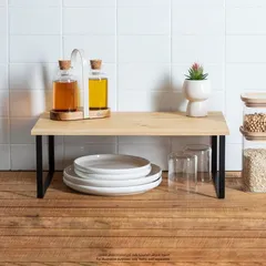 5Five Ordera 2-Level Kitchen Corner Shelf (50 x 30 x 18 cm, Beige & Black)