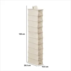 5Five Hanging Cloth Shoe Rack (10 Pair, Beige)