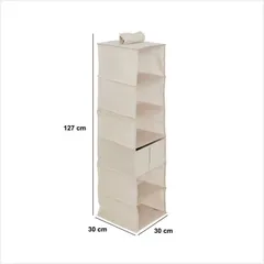 5Five Hanging Laundry Organisr 6 Compartments (Beige)