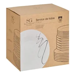 SG Pablo Porcelain Dinner Set (Black & White, 18 Pc.)