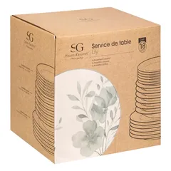 SG Lily Porcelain Dinner Set (White, 18 Pc.)