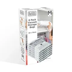 Black+Decker Vacuum Storage Bag Pack (50 x 70 cm, Medium, 6 Pc.)