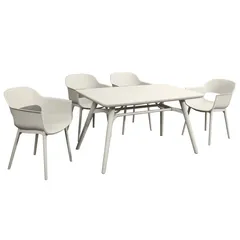 Rio 4-Seater Injected Plastic Dining Table Set (Beige, 58 x 58 x 78 cm)