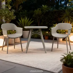 Rio Injected Plastic Bistro Set (Beige, 58 x 58 x 78 cm, 3 Pc.)