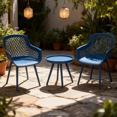 Rio Injected Plastic Bistro Set (Blue, 59 x 59 x 86 cm, 3 Pc.)