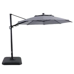 3M Hanging Aluminum Umbrella W/Plastic Base (Dark Grey, 3.8 x 3.2 x 2.65 m)