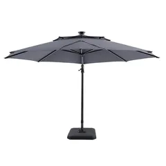 3M Hanging Aluminum Umbrella W/Plastic Base (Dark Grey, 3.8 x 3.2 x 2.65 m)