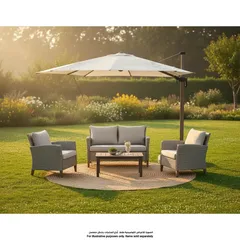 3M Hanging Aluminum Umbrella W/Plastic Base (3.8 x 3.2 x 2.65 m)