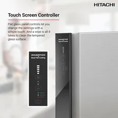 ثلاجة هيتاشي بفريزر علوي مع مروحة تبريد مزدوجة RV655PUK0K4PSV (650 لتر، فضي)