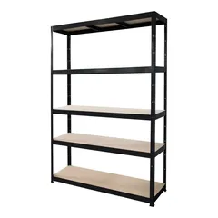 GoodHome Metal Storage Shelf (179 x 120 x 40 cm, Black)