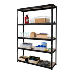 GoodHome Metal Storage Shelf (179 x 120 x 40 cm, Black)