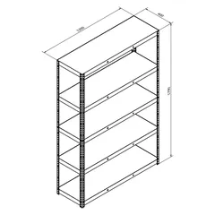 GoodHome Metal Storage Shelf (179 x 120 x 40 cm, Black)