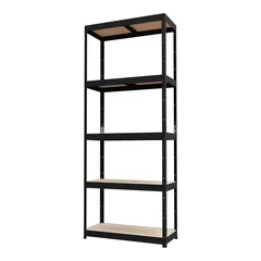 GoodHome Metal Storage Shelf (179 x 75 x 35 cm, Black)