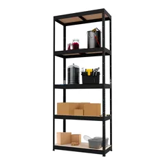 GoodHome Metal Storage Shelf (179 x 75 x 35 cm, Black)