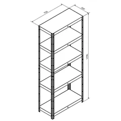 GoodHome Metal Storage Shelf (179 x 75 x 35 cm, Black)