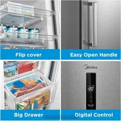 Midea Freestanding Upright Freezer, MDRU333FEE46 (330 L, Silver)
