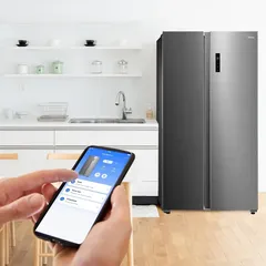 ثلاجة ميديا ببابين متجاورين MDRS710FIE46AED (فضي، 710 لتر)