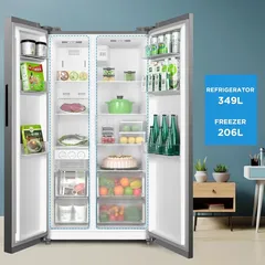 ثلاجة ميديا ببابين متجاورين MDRS710FIE46AED (فضي، 710 لتر)