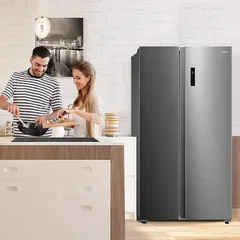 ثلاجة ميديا ببابين متجاورين MDRS710FIE46AED (فضي، 710 لتر)