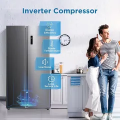 ثلاجة ميديا ببابين متجاورين MDRS710FIE46AED (فضي، 710 لتر)