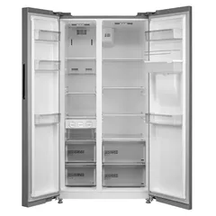 Midea Freestanding Side by Side Refrigerator W/Water Dispenser, DRS704FIE02AE (704 L, Silver)