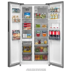 Midea Freestanding Side by Side Refrigerator W/Water Dispenser, DRS704FIE02AE (704 L, Silver)