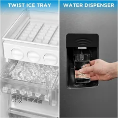 Midea Freestanding Side by Side Refrigerator W/Water Dispenser, DRS704FIE02AE (704 L, Silver)