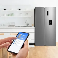 Midea Freestanding Side by Side Refrigerator W/Water Dispenser, DRS704FIE02AE (704 L, Silver)